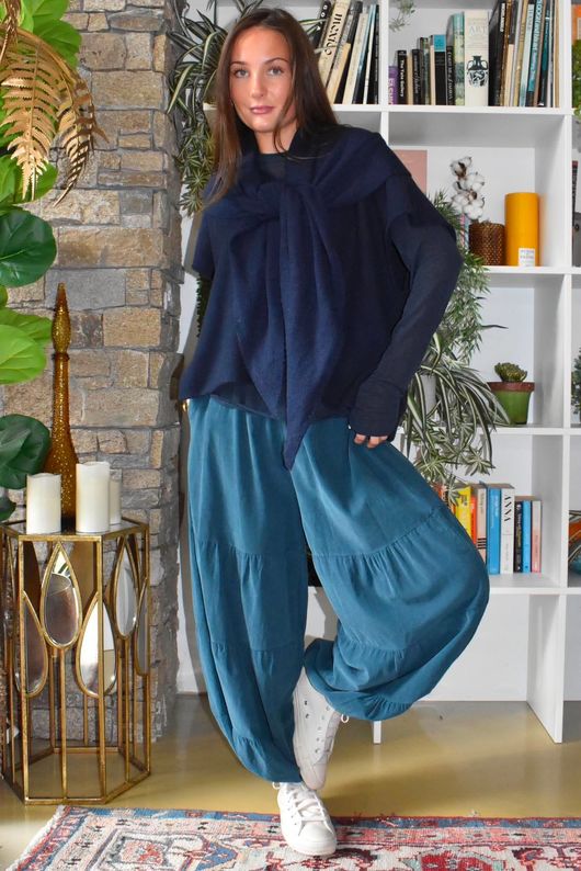 Basso Baby Cord Tiered Cuff Pant Deep Teal